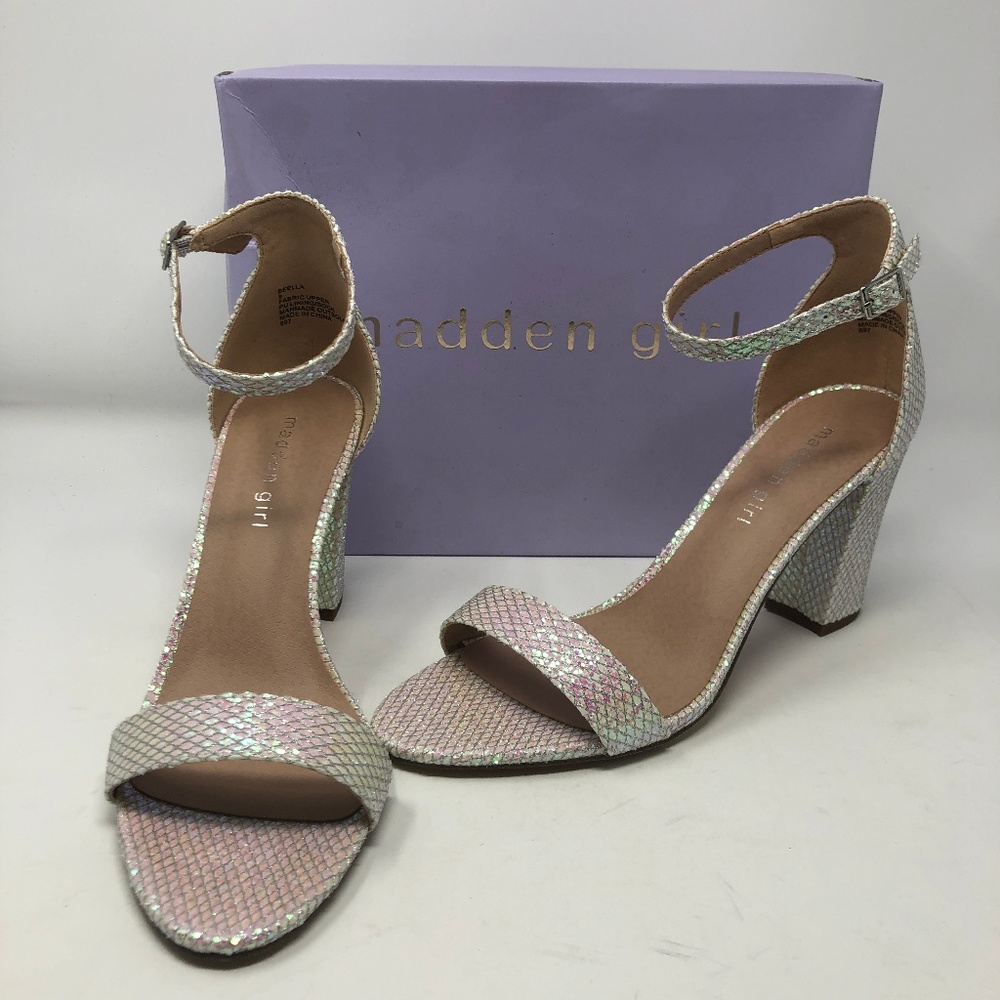Madden Girl Women's Beella Dress Sandal-Hologram Size 9 NEW in BOX FAST SHIP!